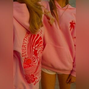 PINK PALM PUFF
 Everything Comes in Waves" Hoodie in Pink